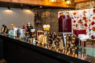 Styled beverage station at a brwnbox event