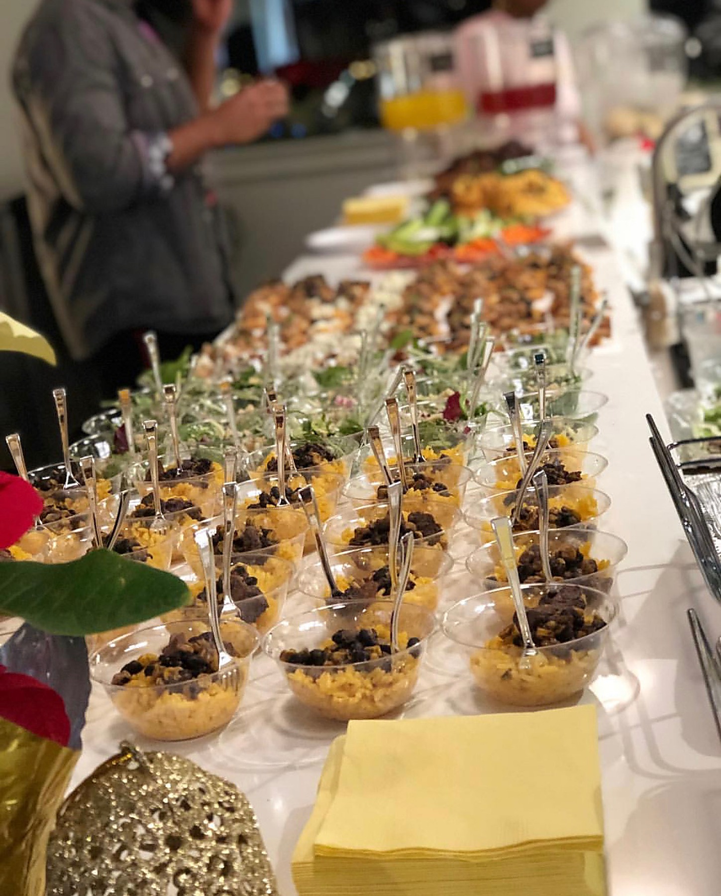 Individual catered bites arranged for a brwnbox event