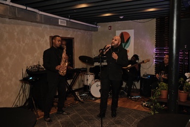 Live musicians performing inside brwnbox