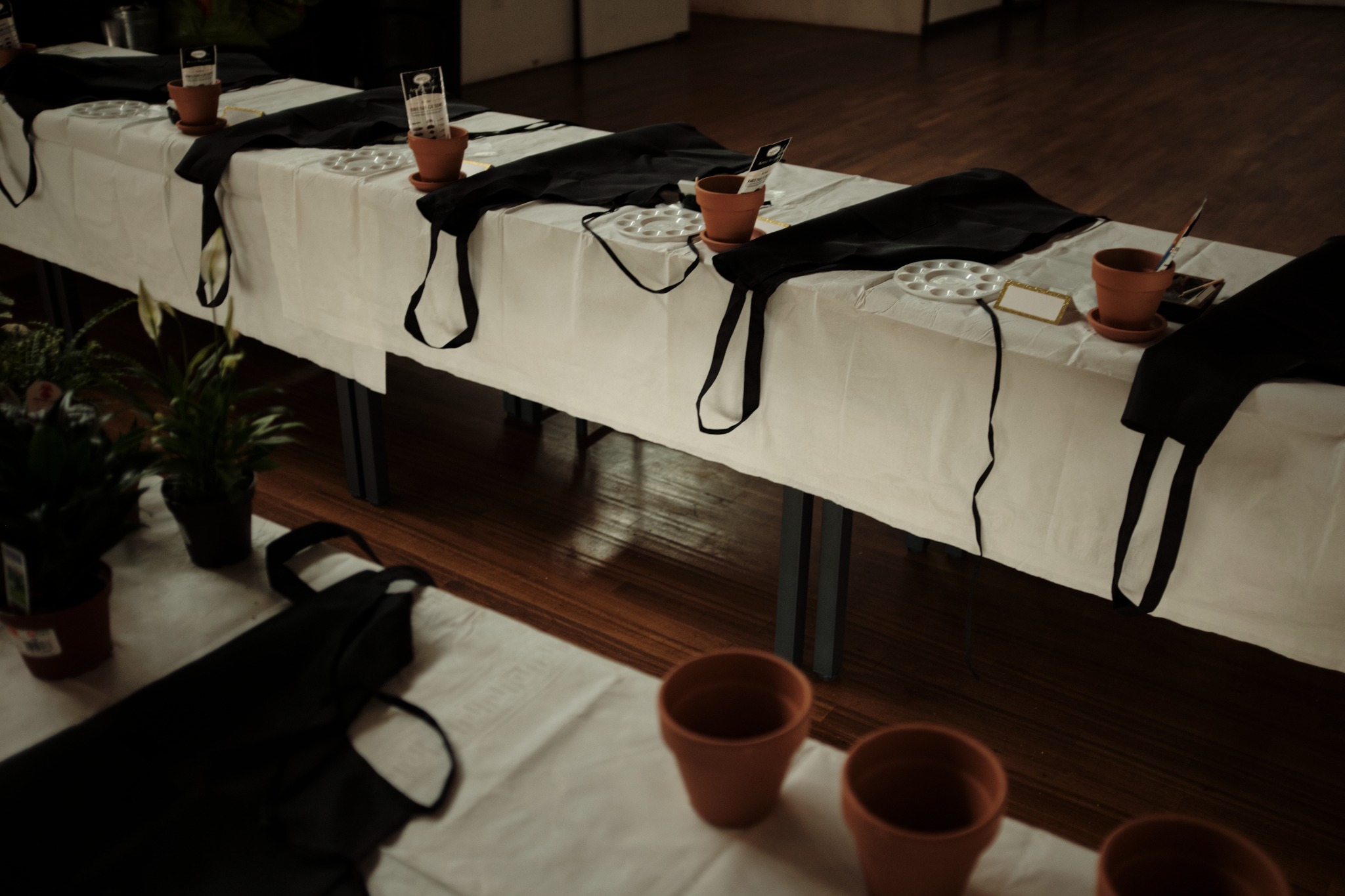 Creative workshop tables set up inside brwnbox